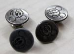 Zinc Alloy Custom Clothing Buttons Round Odd Font Black Oil For Garments