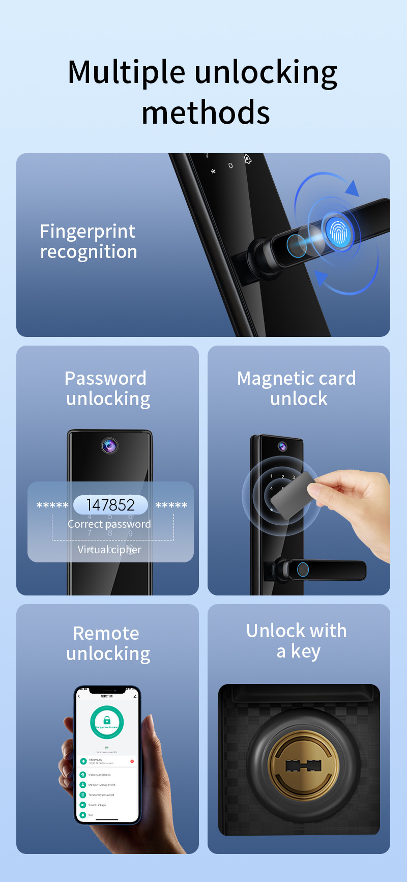 Smart Home Wifi Camera Tuya APP Intercom Viewer Smart Digital Door Lock Biometric Fingerprint
