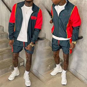 Wholesale Custom Logo Embroidery Thin Two Piece Joggers Suits Nylon Polyester Windbreaker Zipper Jacket Tracksuit Short Sets for Men from china suppliers