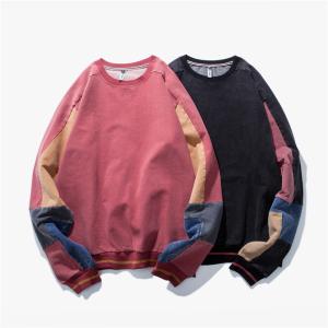 Wholesale Retro Crew Neck Contrast Color Oversized Pullover Sweatshirt Without Hood from china suppliers