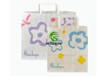 Foldable Kraft Paper Shopping Bags With Logo Print White Color Easy To Carry