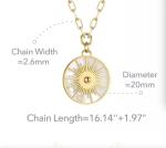 White Fritillary Sun Pendant Necklace Gold Stainless Steel Necklace