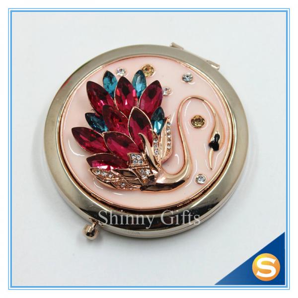 Shinny Gifts Crystal Goose Design Folding Make up Mirror Souvenir Compact Mirror