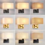 USB hotel bedside lamp bedroom bedhead wall lamp indoor fabric shade modern
