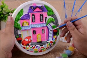 Wholesale Educational Kids Arts And Crafts Toys Miraculous 3D Gypsum Clock Painting Set from china suppliers