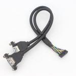 Screw Locking Stud Dual USB 3.0 Type A Female Panel Mount Cable