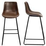 26.9LBS 42.5”H Counter Height Dining Chair Sets Of 2 Vintage Leather Barstools
