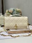 Branded Lady Dior Patent Clutch Small Pearl Black Flip Closure