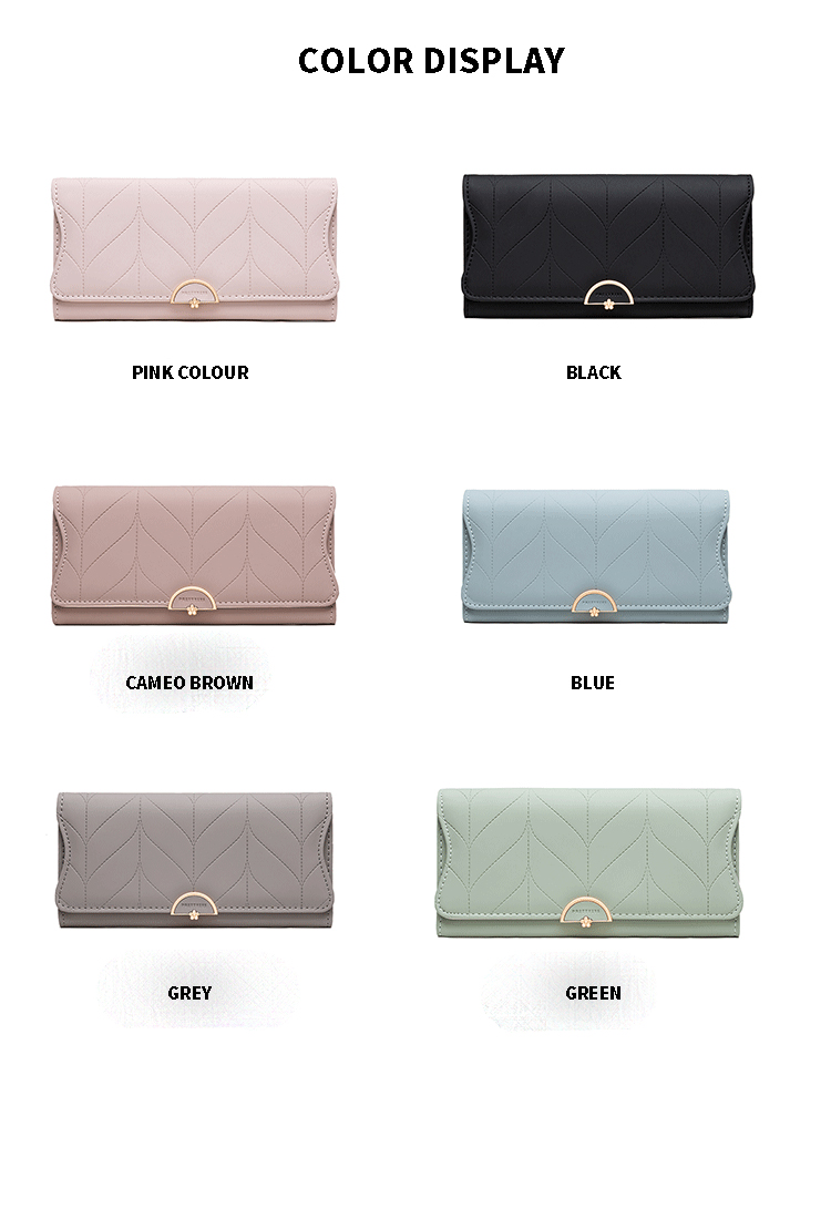 Women's Fashionable Wallets with Multifunctional and Frosted Design in PU Leather