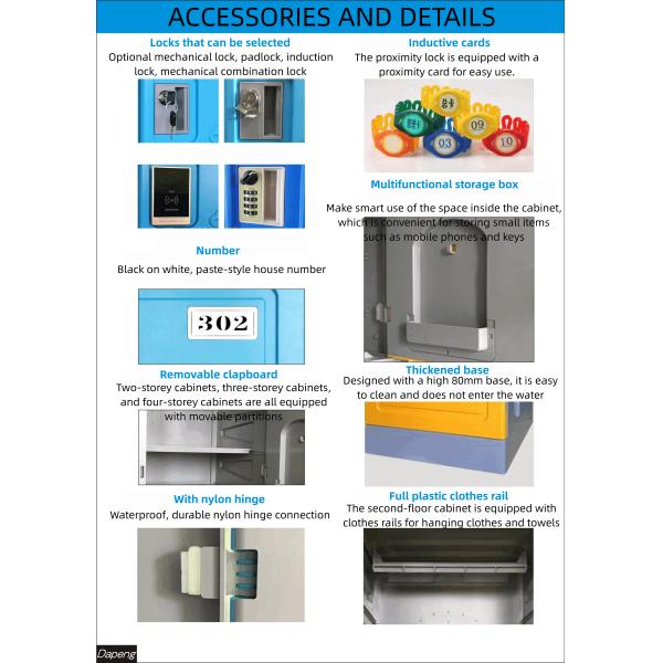 Water Park Swimming Pool Accessories Smart Key Storage ABS Plastic Locker Cabinet