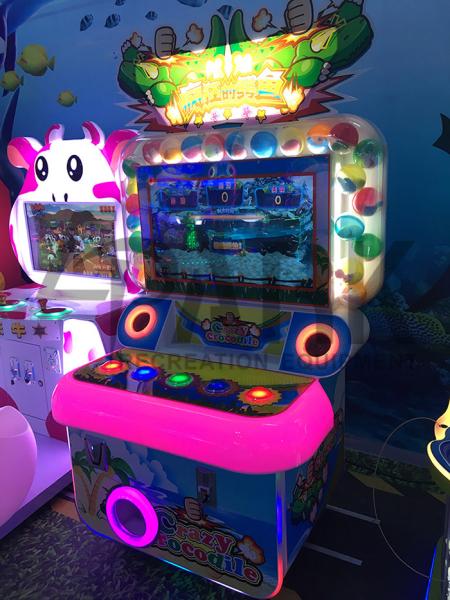 Lights Button Hitting Simulator Lottery Game Machine , Crazy Crocodile Music Hit