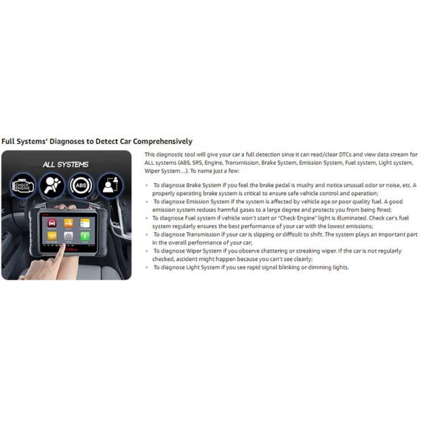 Autel Original MaxiCOM MK808 Diagnostic Tool 7-inch LCD Touch Screen Swift Diagnosis Functions of EPB/IMMO/DPF/SAS/TMPS