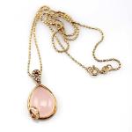 Rose Gold Plated Silver Chain with Rose Quartz Cubic Zirconia Pendant Necklace