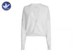 Ribbed Buttons Up Womens Knit Cardigan Sweater Bat Drop Sleeves Anti - Shrink