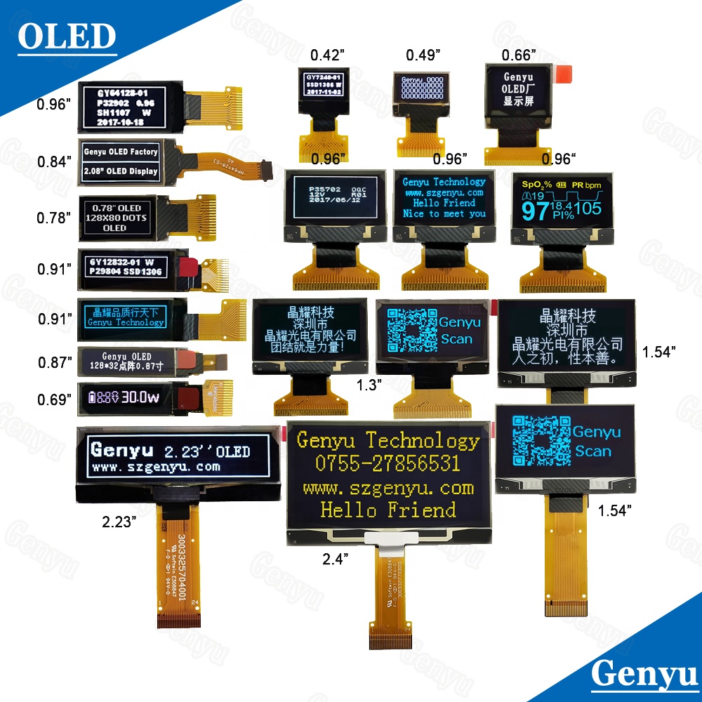2.42 Inch OLED Display Module LCM 4 PIN IIC I2C SSD1309 Driver 128x64 Dots in Genyu White/Blue/Yellow/Green