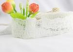 Floral Bridal Embroidered Lace Trim For Wedding Dress , White Cotton Net Lace