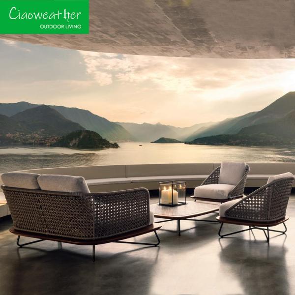 Waterproof Upholstery Cushion Rattan Chair Outdoor Sofa Set Customized Color