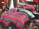 Home Hotel Bohemian Double Duvet Cover Set Blue with Brown Boho Quilt Bedding