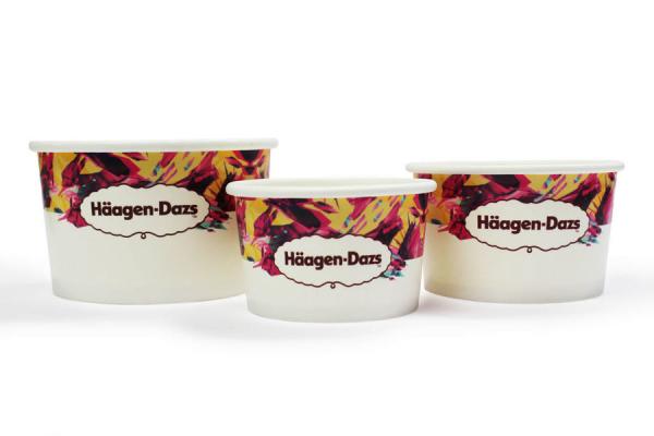Disposable Disposable Ice Cream Sundae Cups 16oz Logo Printed Paper Bowls With