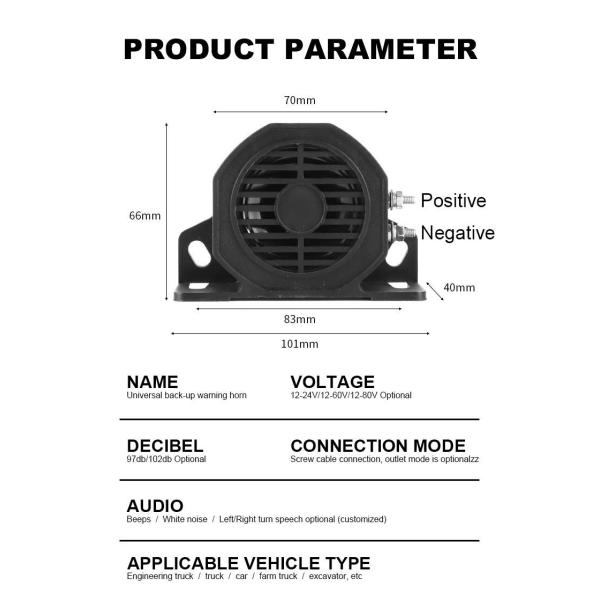 107dB 112dB Forklift Safety Warning Buzzer Horn 110V Truck Reversing Speaker Backup Alarm