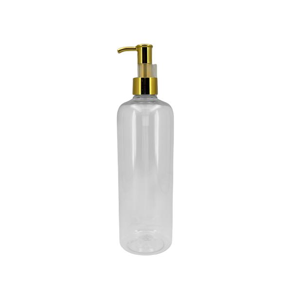 250ml 500ml Plastic Transparent Lotion Bottle With Golden Pump Heads And Snap
