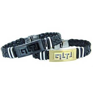 Wholesale Europ American Fashion Trendy Stainless Steel Geniune PU Leather Bracelet Bangle LBL64 from china suppliers
