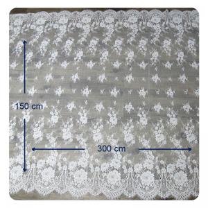 Wholesale Eco - Friendly Dyeing Wedding Dress Chantilly Lace Fabric , Ivory Repeated Floral from china suppliers