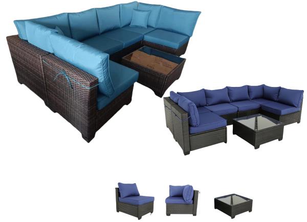 Garden Furniture Rattan Sofa Set Rope Outdoor Leisure Sofa Set Black Wicker