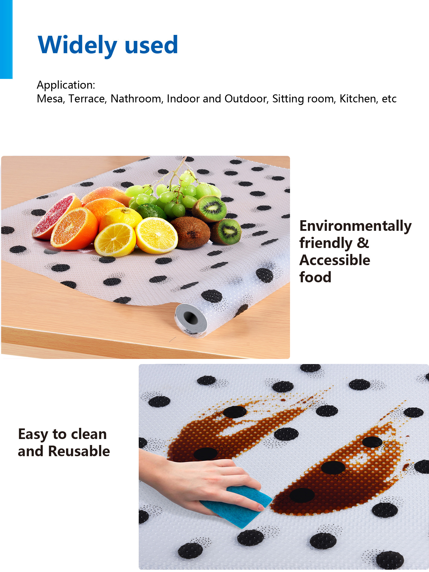 Plastic Non Slip Shelf Liner for Kitchen Drawers and Countertops Moisture Resistant