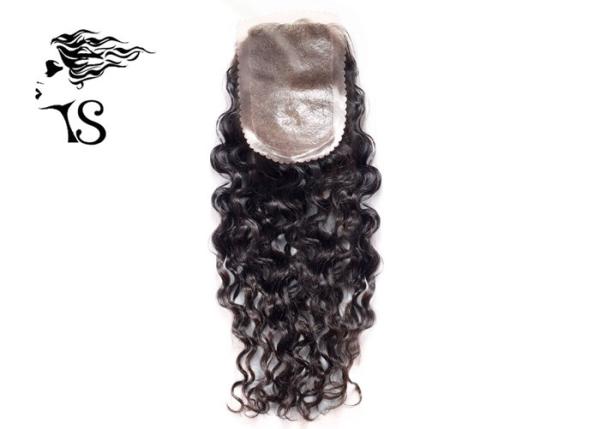 Virgin Remy Hair Lace Frontal Closure / Female Hair Toppers Skin Base Kinky