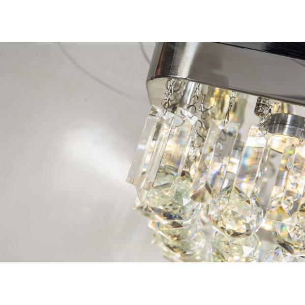 Contemporary 110v 110W Retractable Blade Ceiling Fan Chandelier Santi Nickle Color