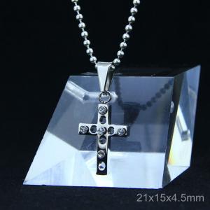 Wholesale Trendy Stainless Steel CZ Crystal Stones Inlay Cross Plus Symbol Necklace Pendant LDC02 from china suppliers