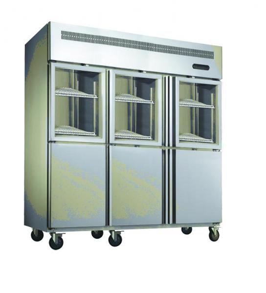 Deep Commercial Upright Freezer 1600L 6 Glass Doors With Plastic Coated Steel Shelf factory