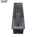 Desk Mounted Flip Up Outlet With Mobile Phone Wireless Charging Function