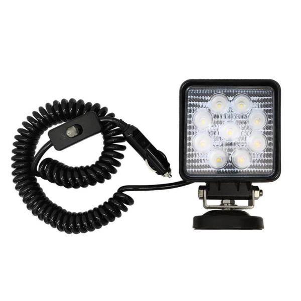 Square Magnet Base LED Work Lights 27W Power IP67 Waterproof 6000K Cool White