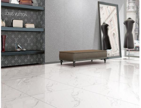 9.8mm Thickness 600x600mm Full Body Porcelain Tiles Floor Carrara White Matt