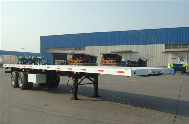 Flat bed Container Semi Truck Trailer Double Axle 20Ft 40Ft spring suspension