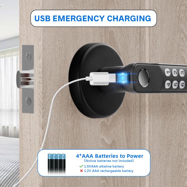 Biometric Door Lock With Silicone Keyboard, Fingerprint Door Lock, Keyless Entry Door Locks, For Home Office Apartment