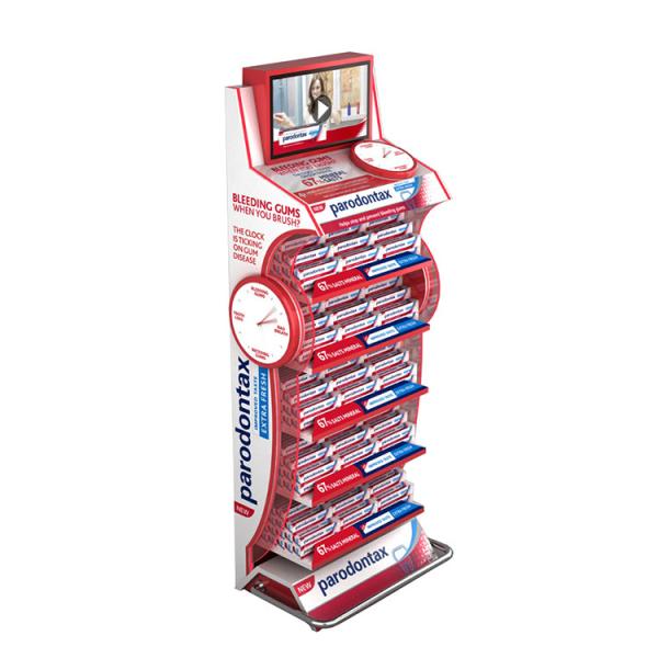 Floorstanding Cosmetic Display Stand Toothpaste Supermarket Shelf Rack With