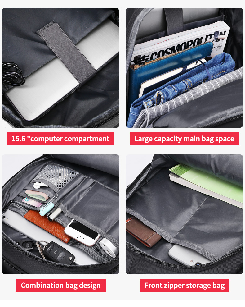 High quality products customized logo waterproof black Laptop Backpack men business Backpack