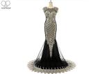 Sleeveless Gold Long Tail Gown Lace Front Back Embroidery Beading Side Zipper