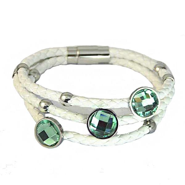 Europ American Fashion Trendy Stainless Steel Geniune PU Leather Bracelet Bangle