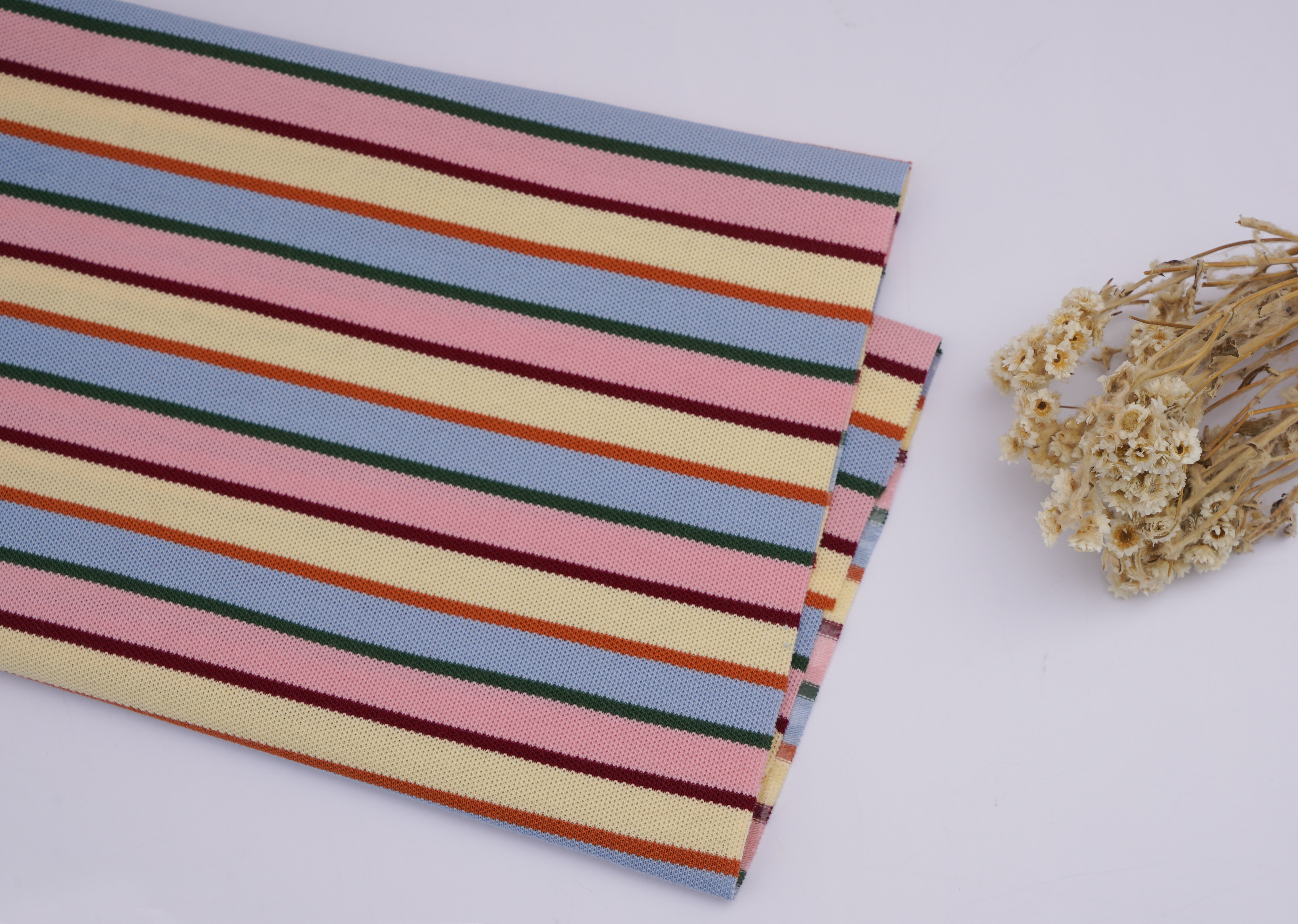 Breathable And Comfortable Elastic Striped Knit Fabric For Leisure Wear