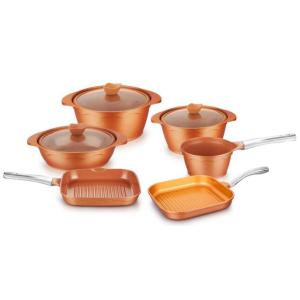 Die cast ceramic coated non stick copper grill pan pot with stainless steel