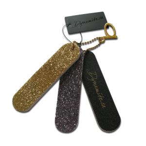 Wholesale Shorty Glitter Emery Board Nail File Black With Sliver / Gold Chain from china suppliers