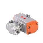 Stainless Steel Pneumatic Three Way Ball Valve with Limit Switch Tee Type