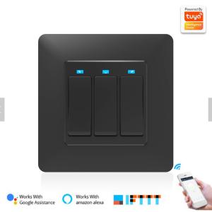 Wholesale EU UK Standard Life App Smart Wifi Wall Switch White Black 3 Gang 2 Way Wifi Light Switch from china suppliers