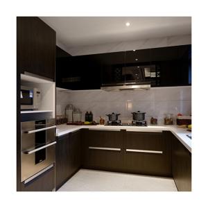 Wholesale Glass Used Hanging Black Pvc Stand Alone Kitchen Cabinet with Customized Veneer Color from china suppliers