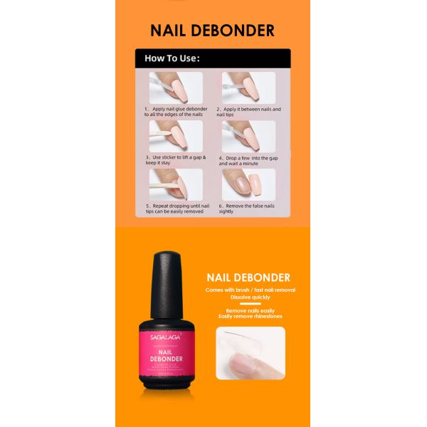 High Quality 15ml Bottle Glue Remover Nail Debonder for Press on Nails Glue Remover Custom Label