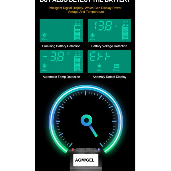 FCP Function 12V/10A Input 12V 24V 8A 6A 10A 15A Car Motorcycle Battery Charger for 12V 2ah-100ah Lead-Acid Dry/Water AGM Battery